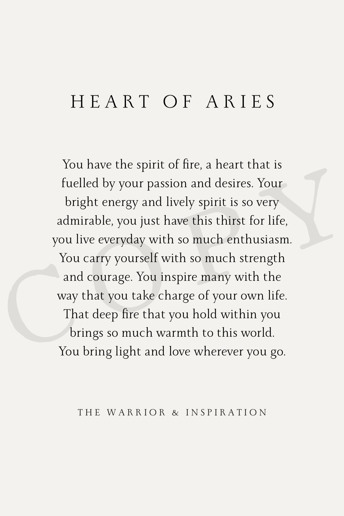 HEART OF ARIES DIGITAL PRINT